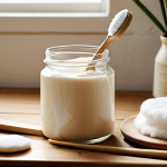 **Zero Waste Beauty:** A close-up shot of a glass jar filled with refillable lotion, surrounded by reusable cotton pads, a bamboo toothbrush, and unpackaged soap. Focus on natural light and earthy tones to convey sustainability.