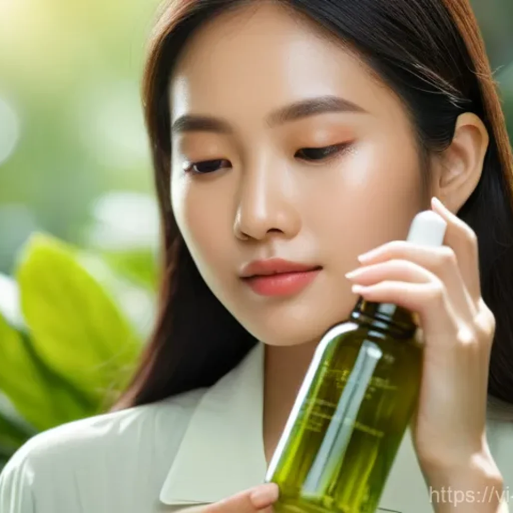 제로웨이스트 화장품의 지속 가능성 평가 - **Prompt for Natural Ingredients and Transparency:**
"A serene and elegant Vietnamese woman in h...