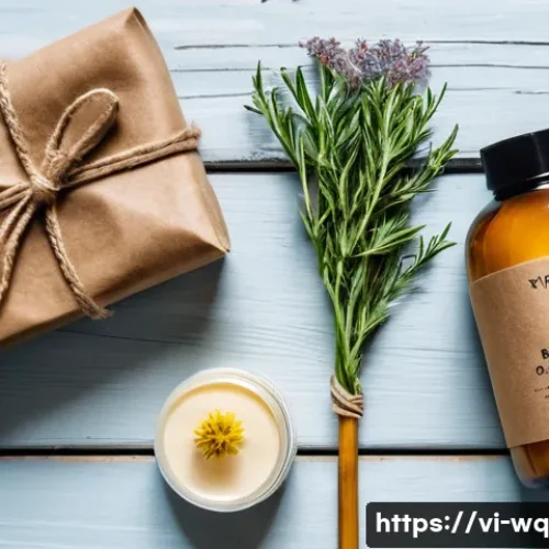 Home 32 제로웨이스트 화장품을 활용한 여행 팁 - A stylish travel flat lay featuring eco-friendly zero waste toiletries arranged neatly on a rustic w...
