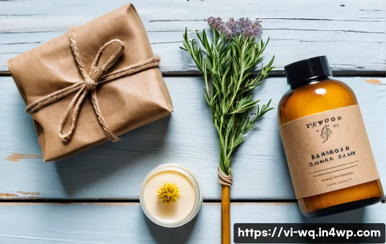제로웨이스트 화장품을 활용한 여행 팁 - A stylish travel flat lay featuring eco-friendly zero waste toiletries arranged neatly on a rustic w...